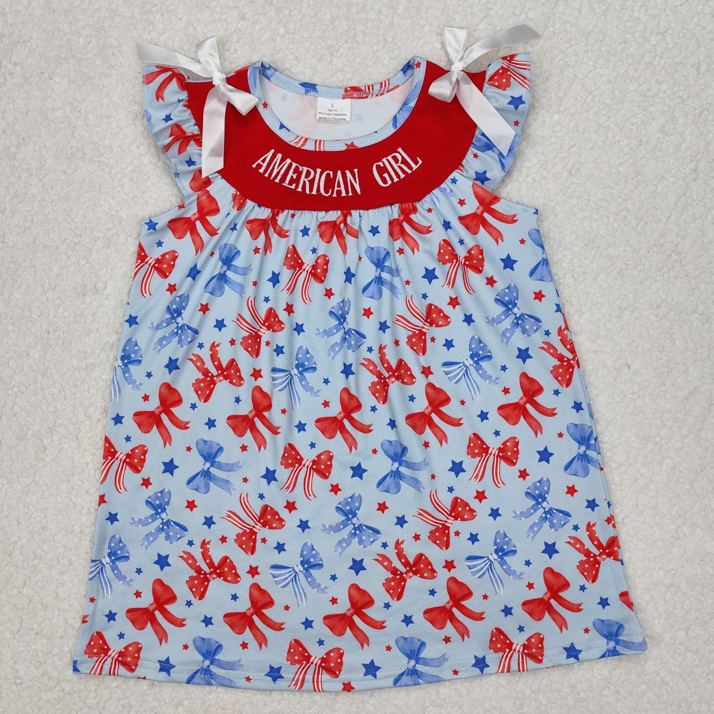 American Girl Bow Embroidery 4th of July Sisters Matching Clothes