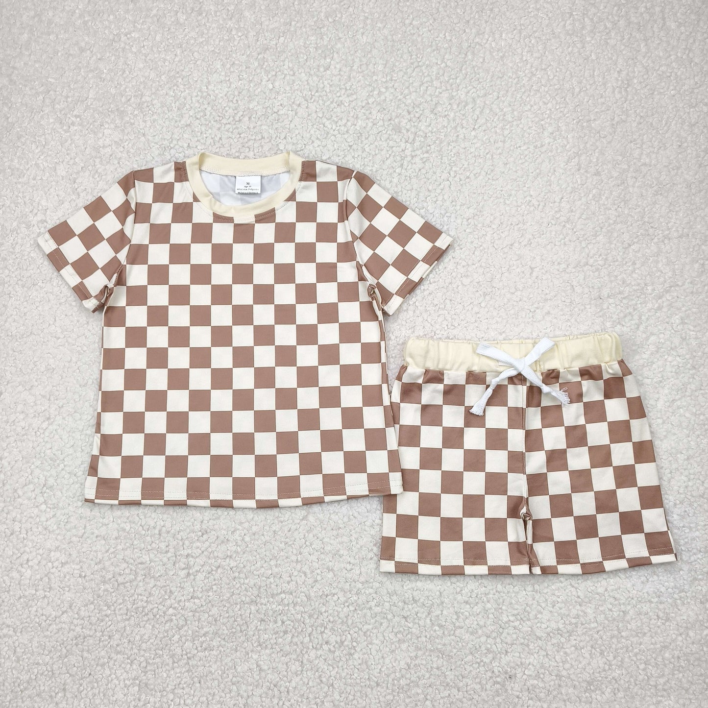 unisex child checkered shorts set