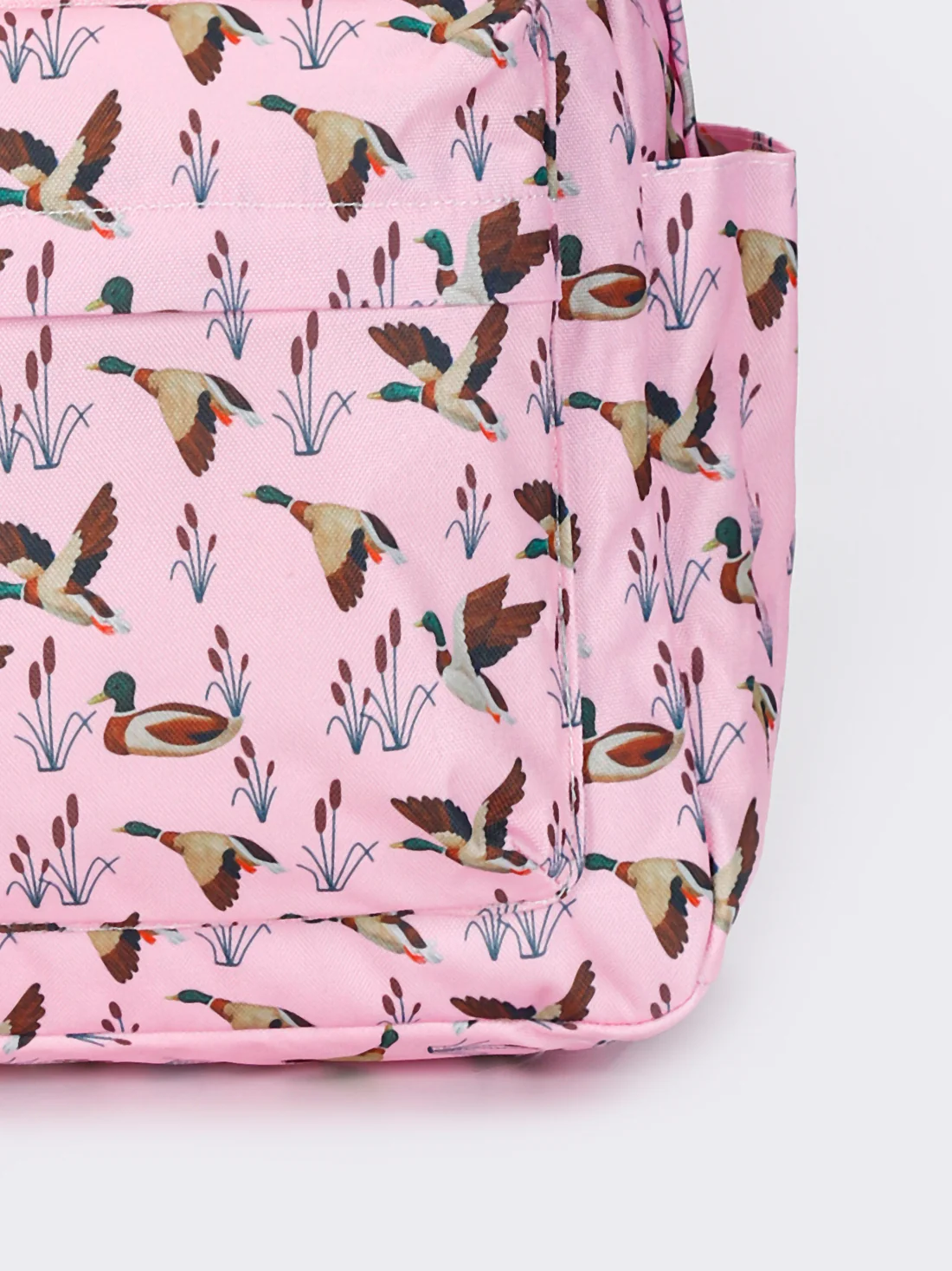 duck print children backpack pink bag