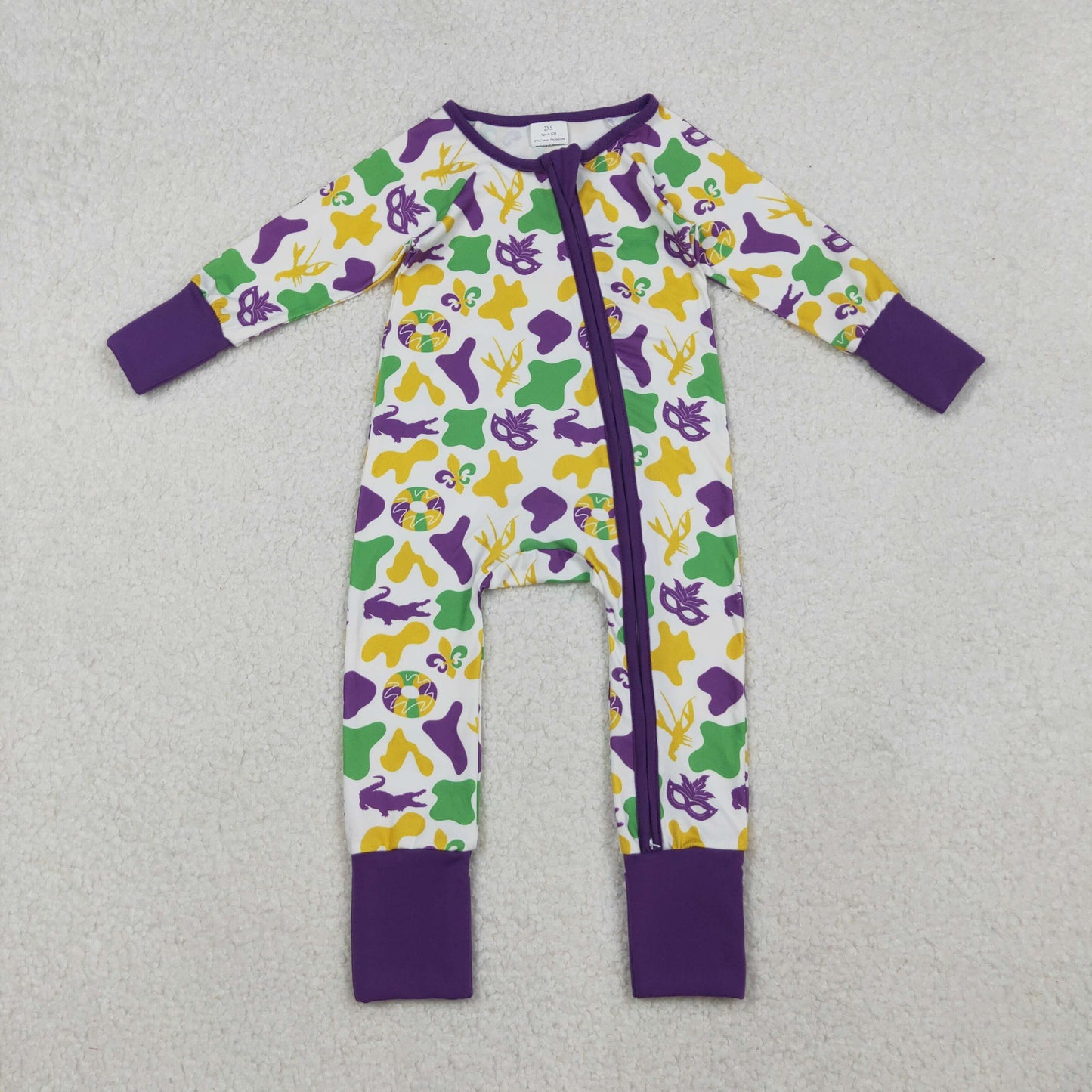 purple green gold mardi gras baby sleeper