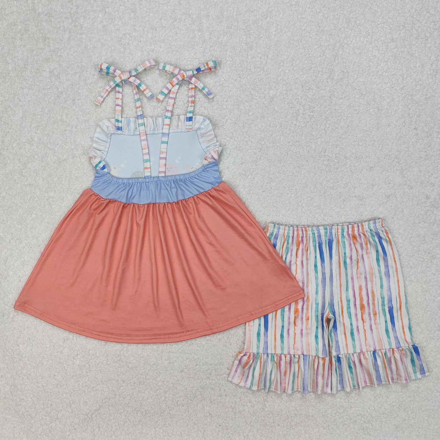 ocean animal suspender shorts set