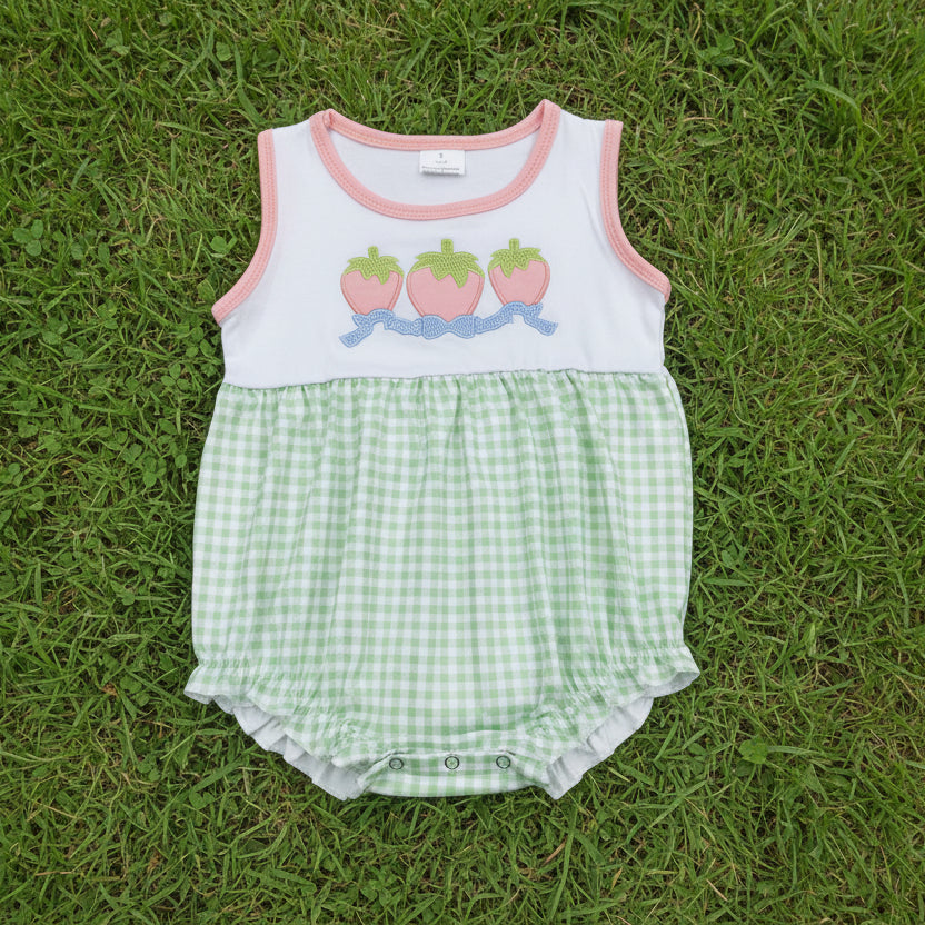 sleeveless strawberry embroidery girl bubble