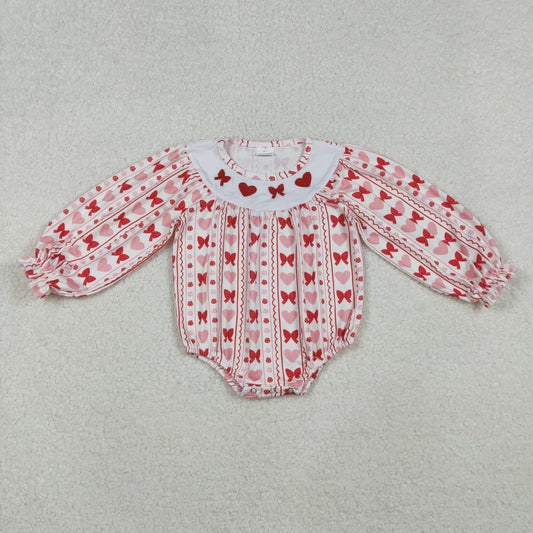 valentine red bow pink heart embroidery bubble