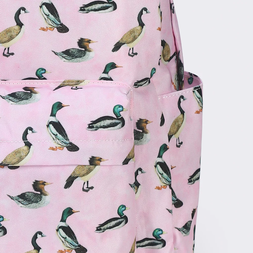 duck print children backpack pink bag