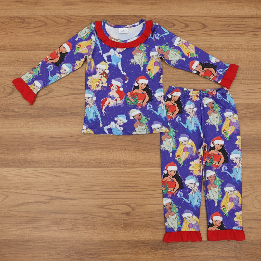 girl Christmas santa princess pajama set