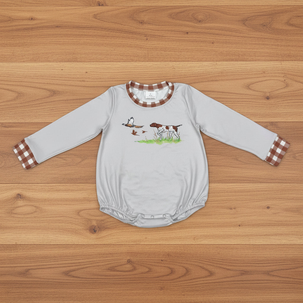 dog and duck print boys romper