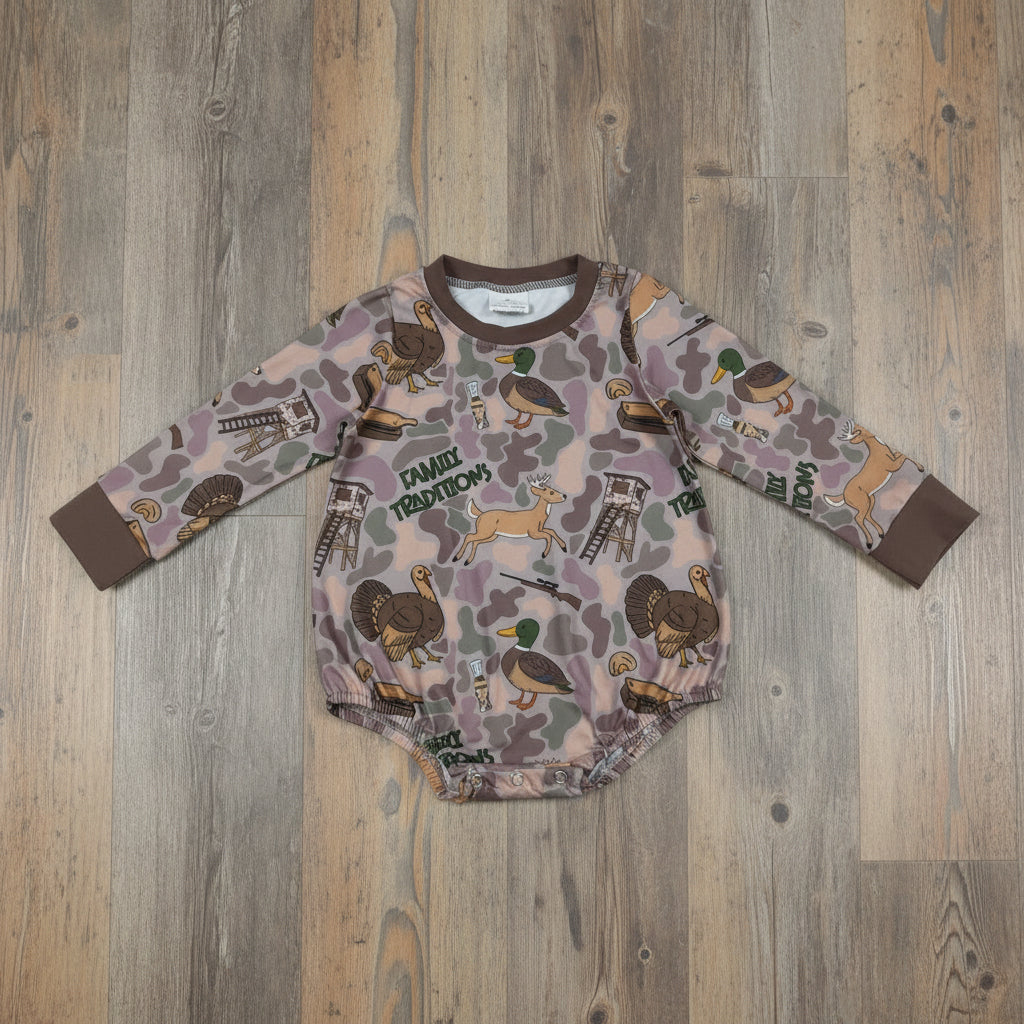 Family Tradition Long Sleeve Romper baby boy clothes