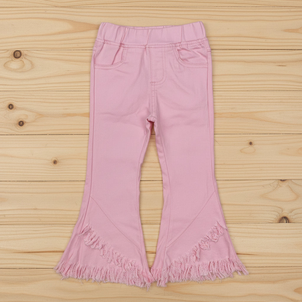 Girls Slim Fit White Casual Jeans With Pink Belt