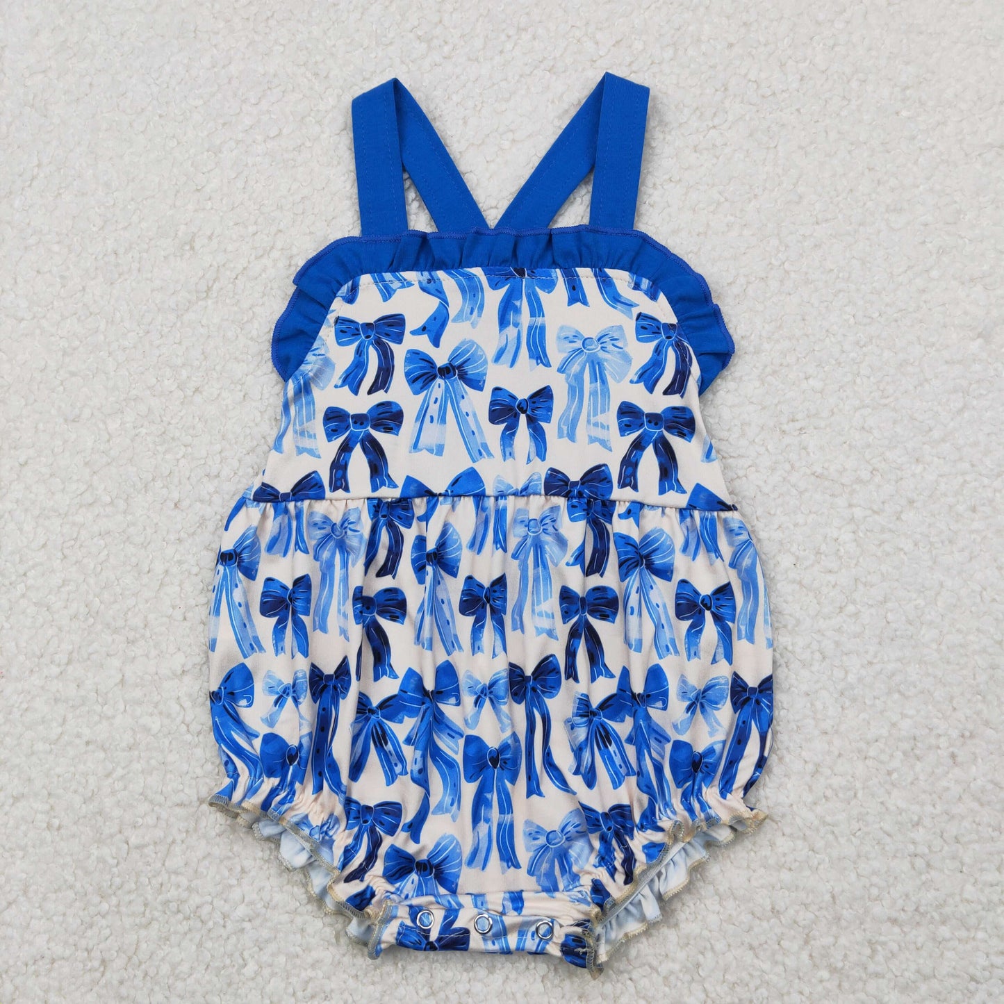 dark blue bow print strap bubble