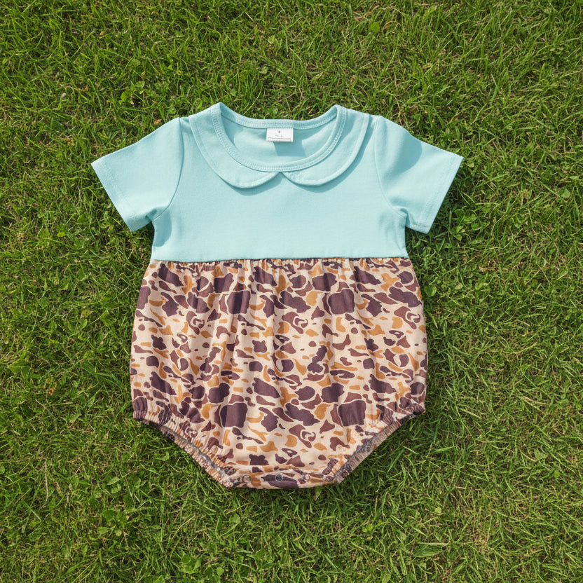 short sleeve collared camo bubble