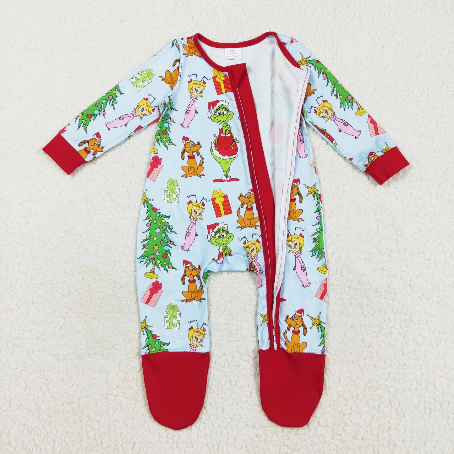long sleeve merry Christmas footie zip sleeper