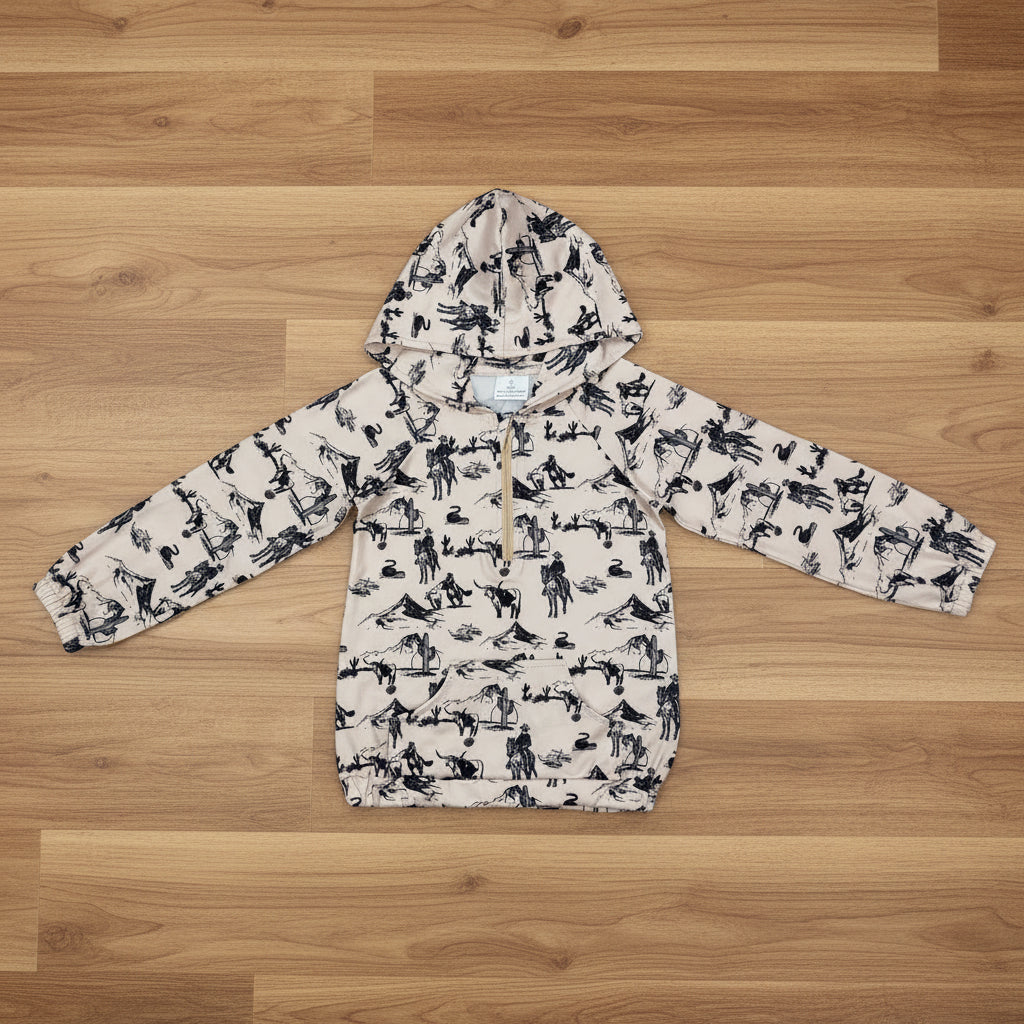 rodeo zipper hoodie top with pocket kids clothing