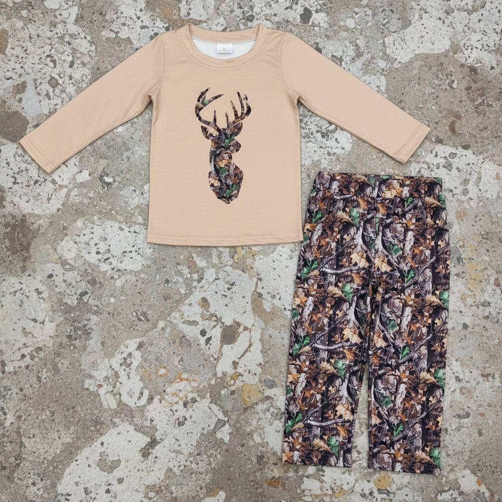 camo deer print shirt pants set boys clothes