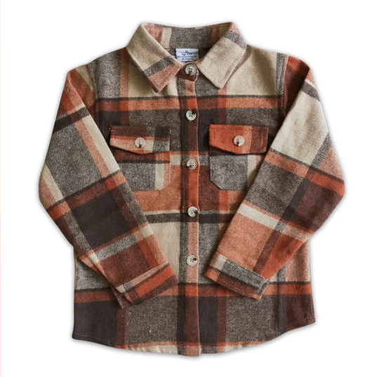 children's clothing boy flannel fall color plaid button shirt with pocket