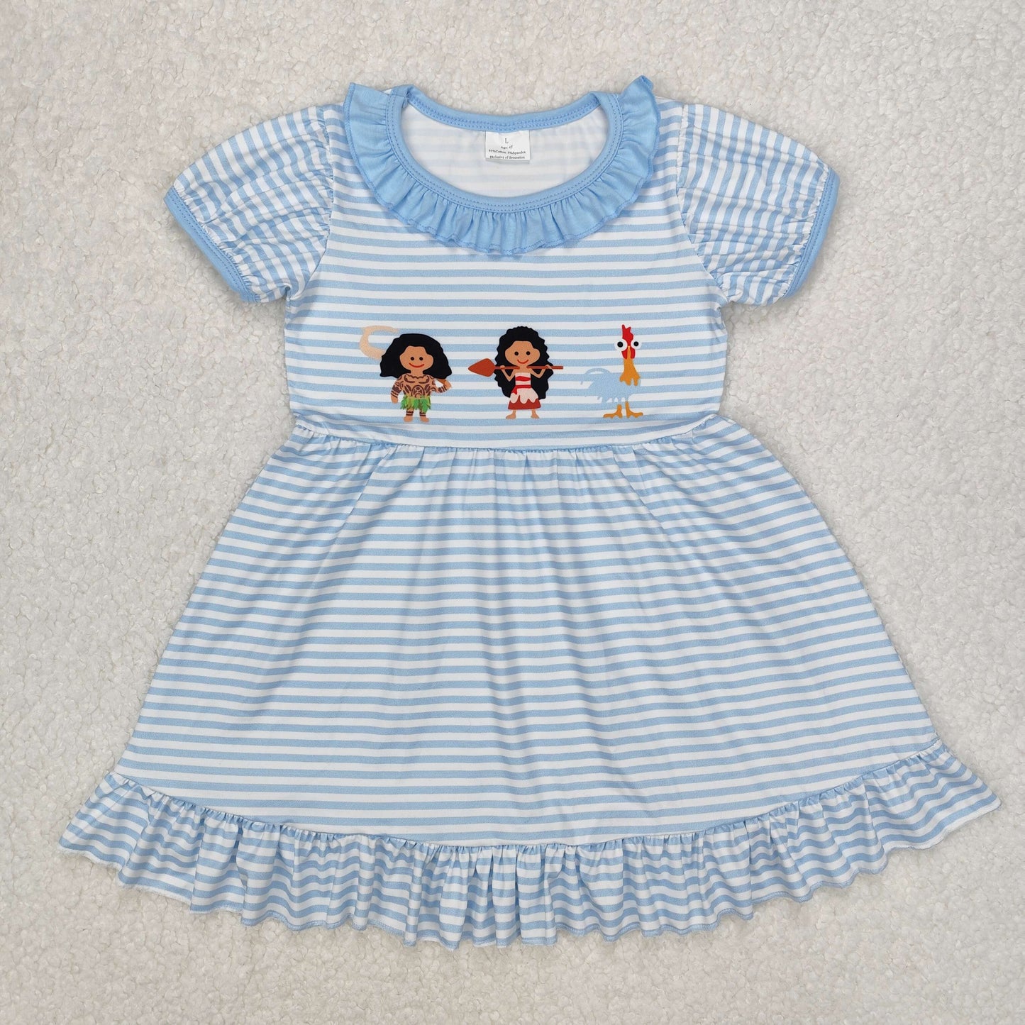 cartoon movie print blue stripe dress