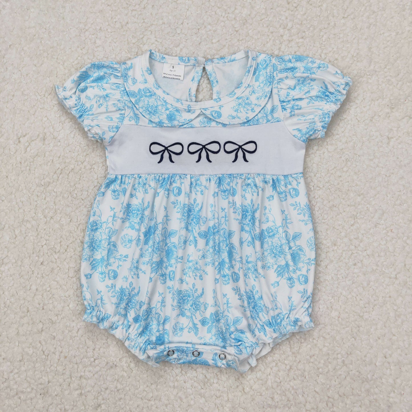 bow embroidery blue flower bubble