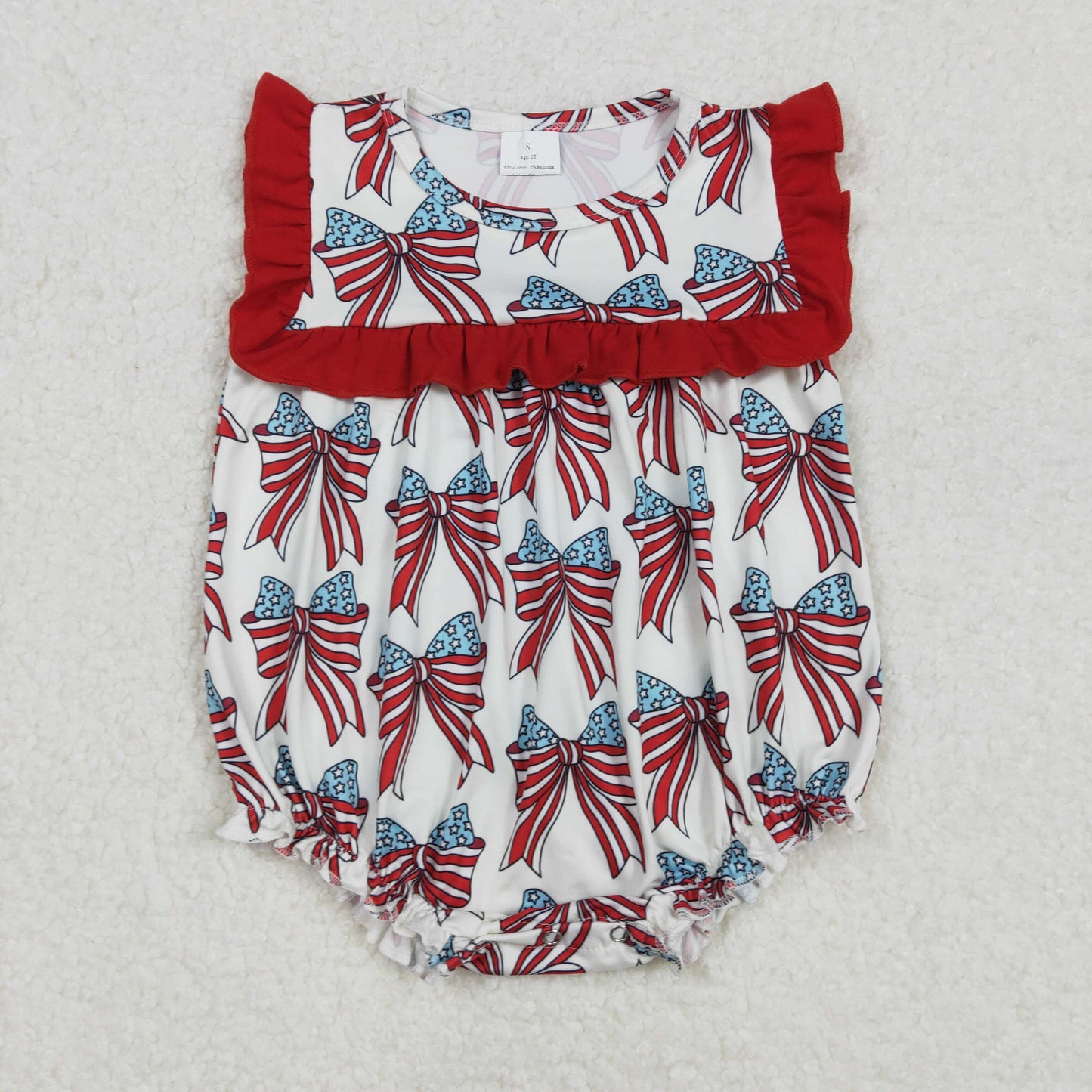 4th of july red white blue star stripe bow coquette girls bubble