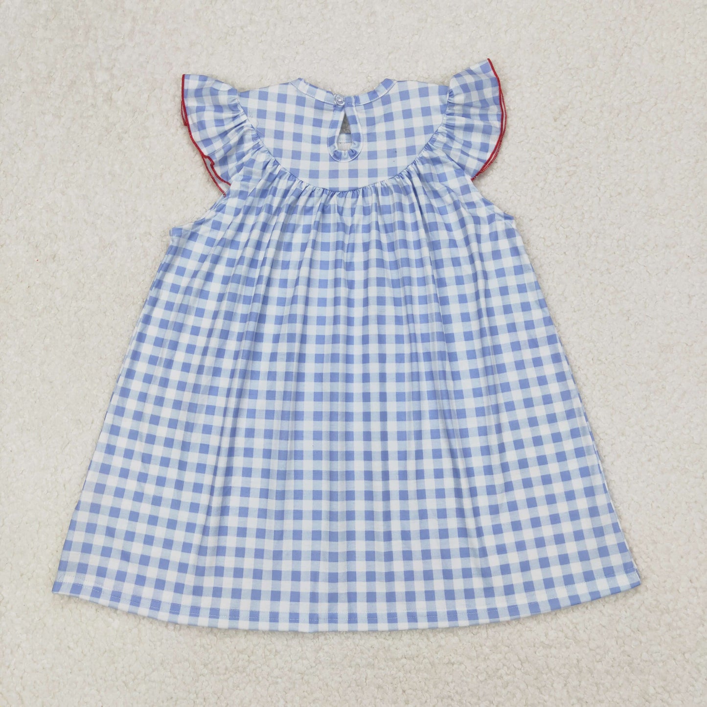 4th of July blue plaid flag smocked dress