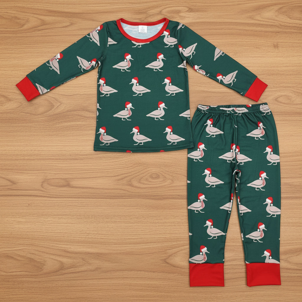 santa duck print boy Christmas bamboo pajama set