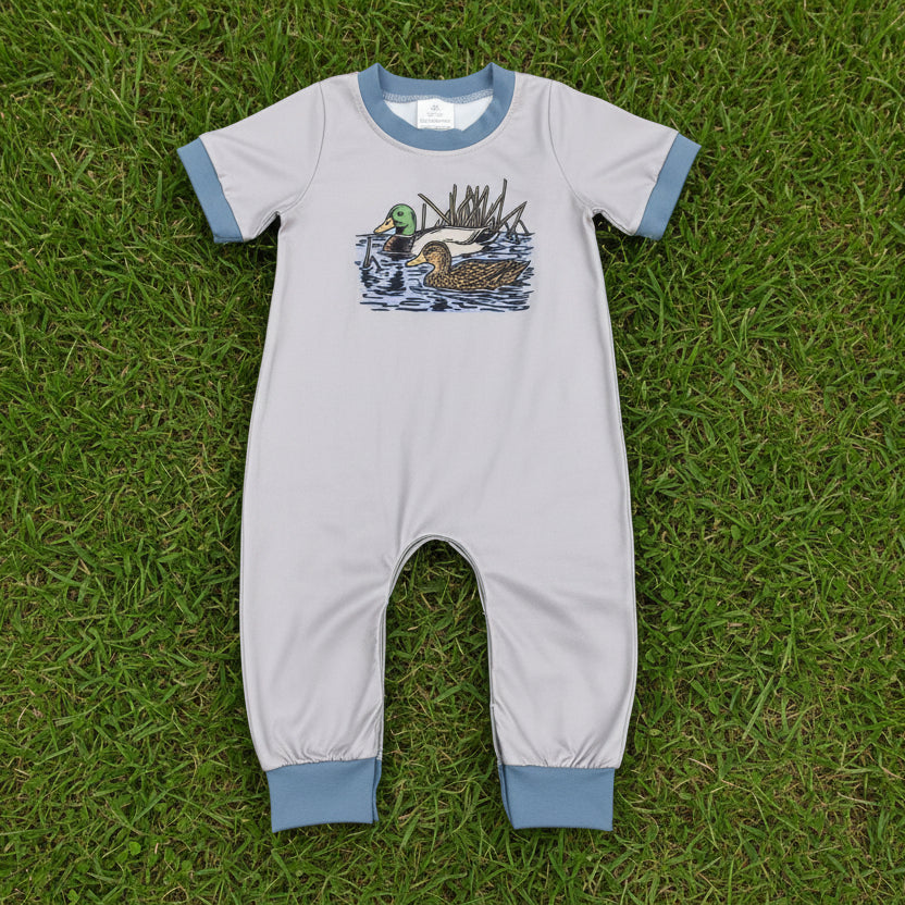short sleeve duck hunting print boy romper