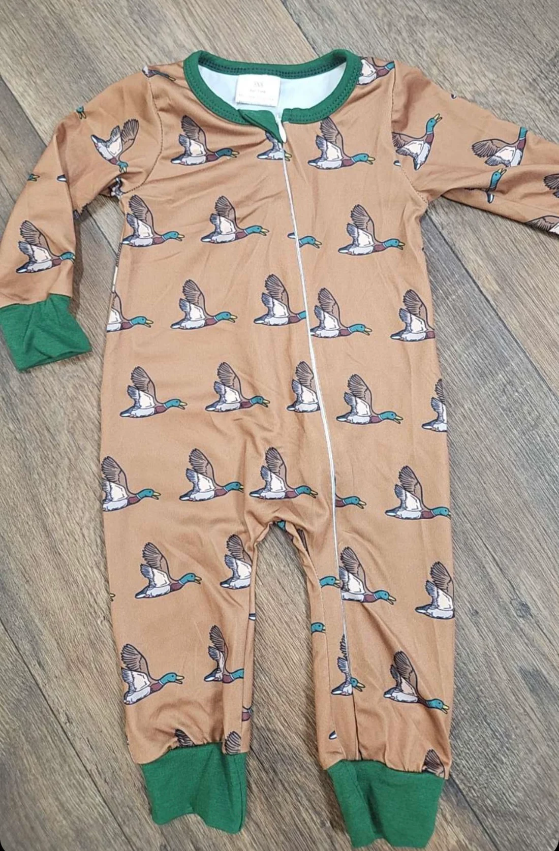 hunter duck baby boy zip sleeper