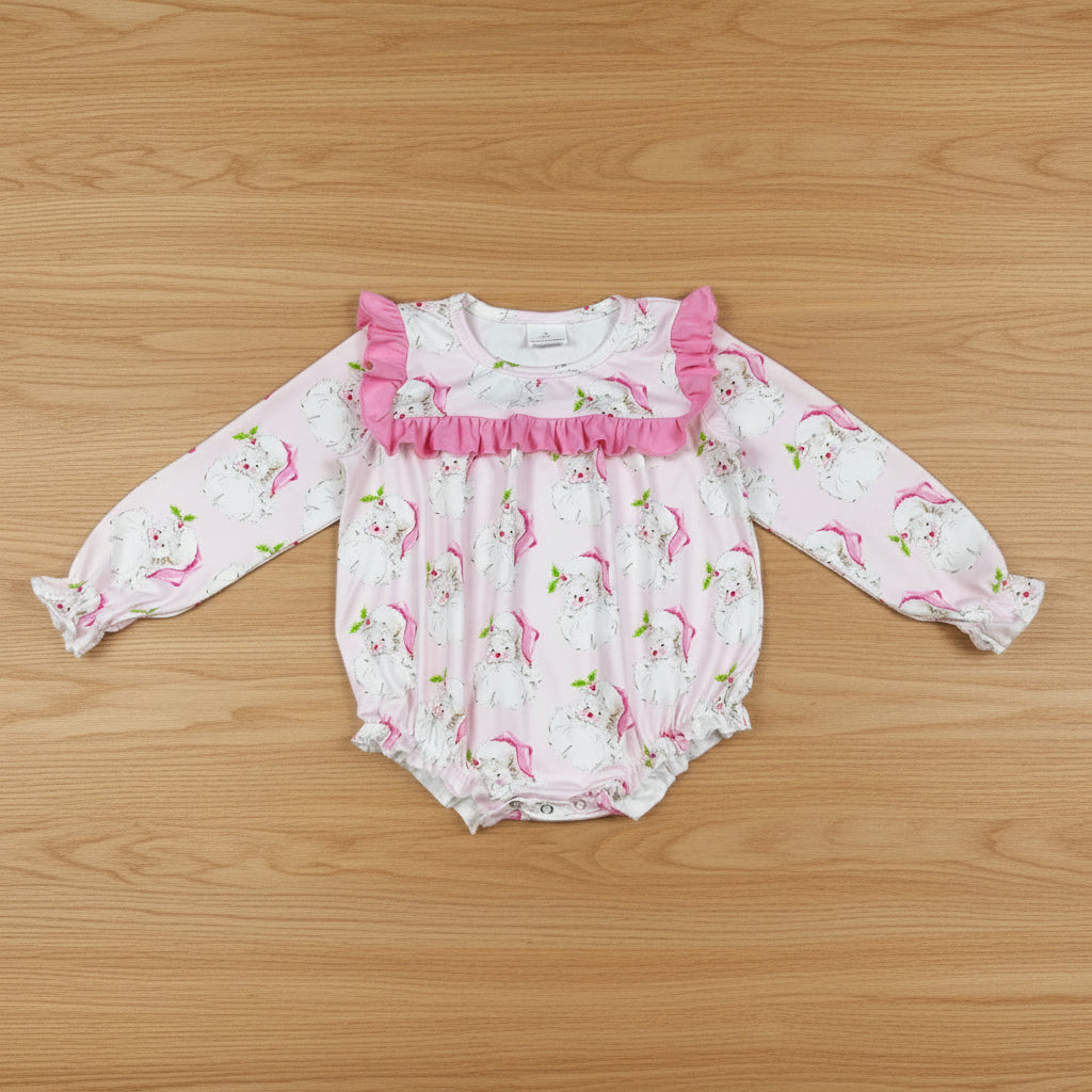 pink santa Christmas baby girl bubble