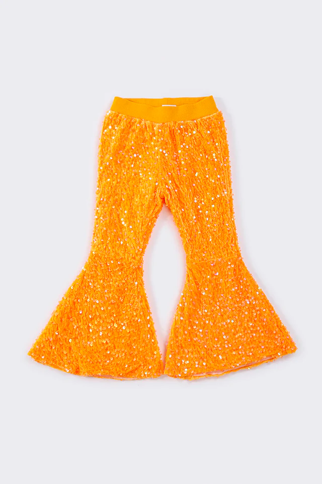 light orange sequins bottom girl pants trousers