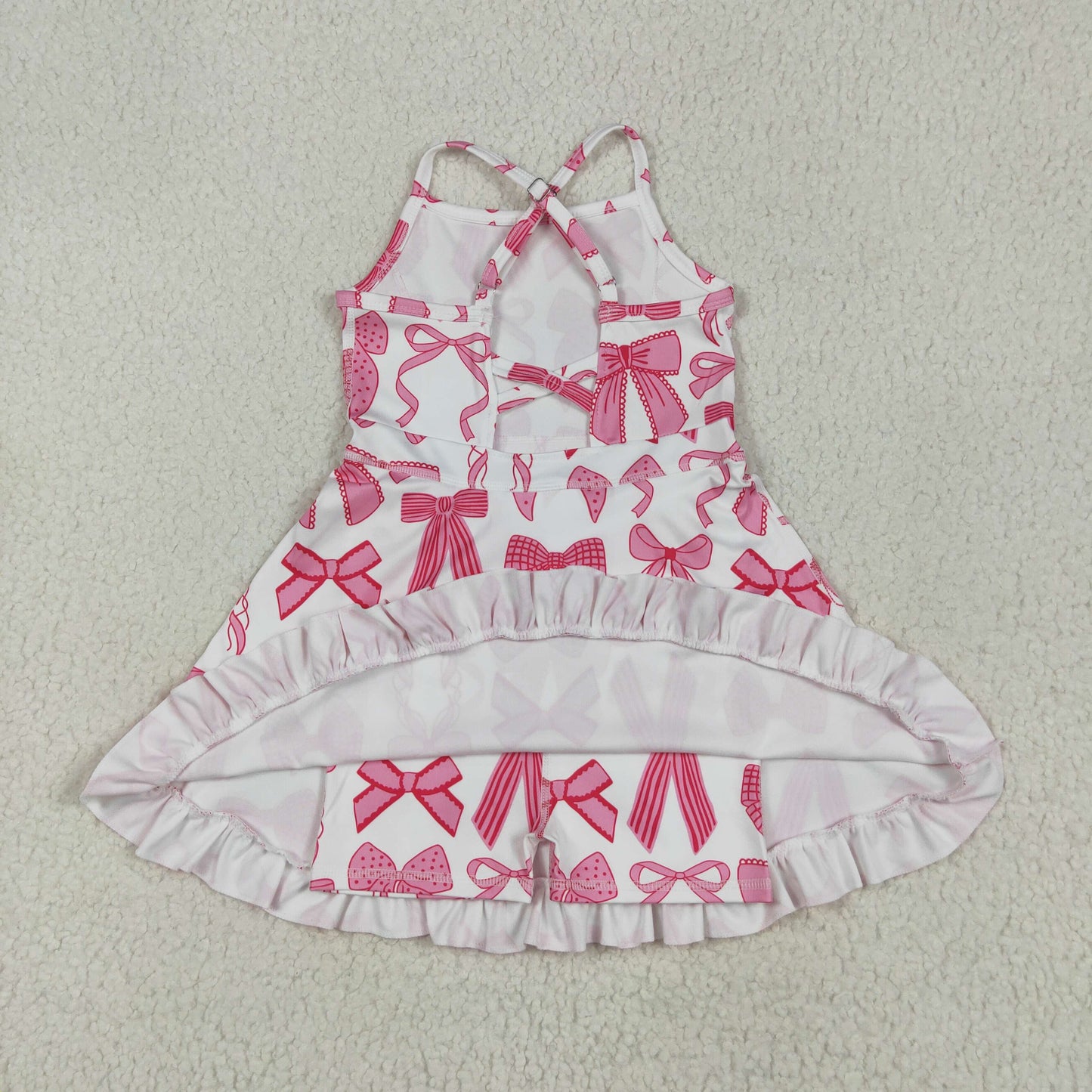 pink bow strap athletic dress