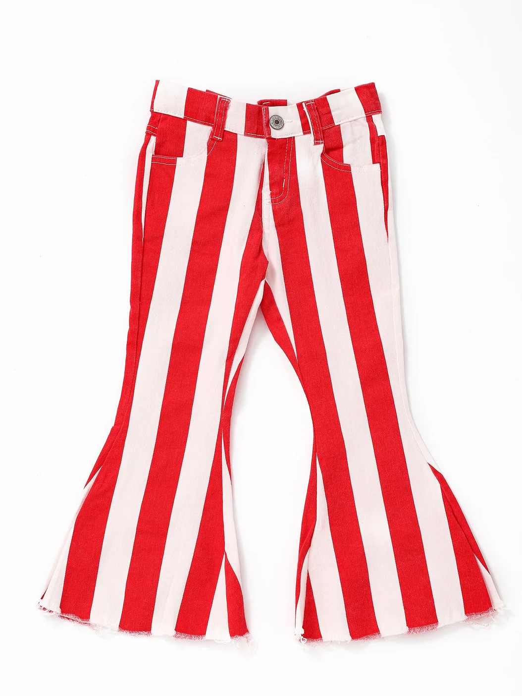 red striped denim flare bottom jeans girls clothes