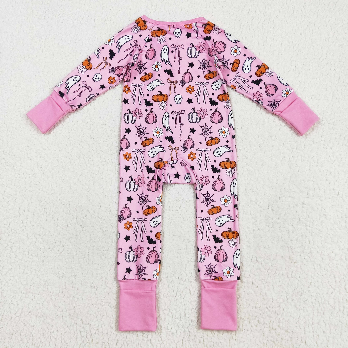 spooky boo pumpkin Halloween infant zip sleeper