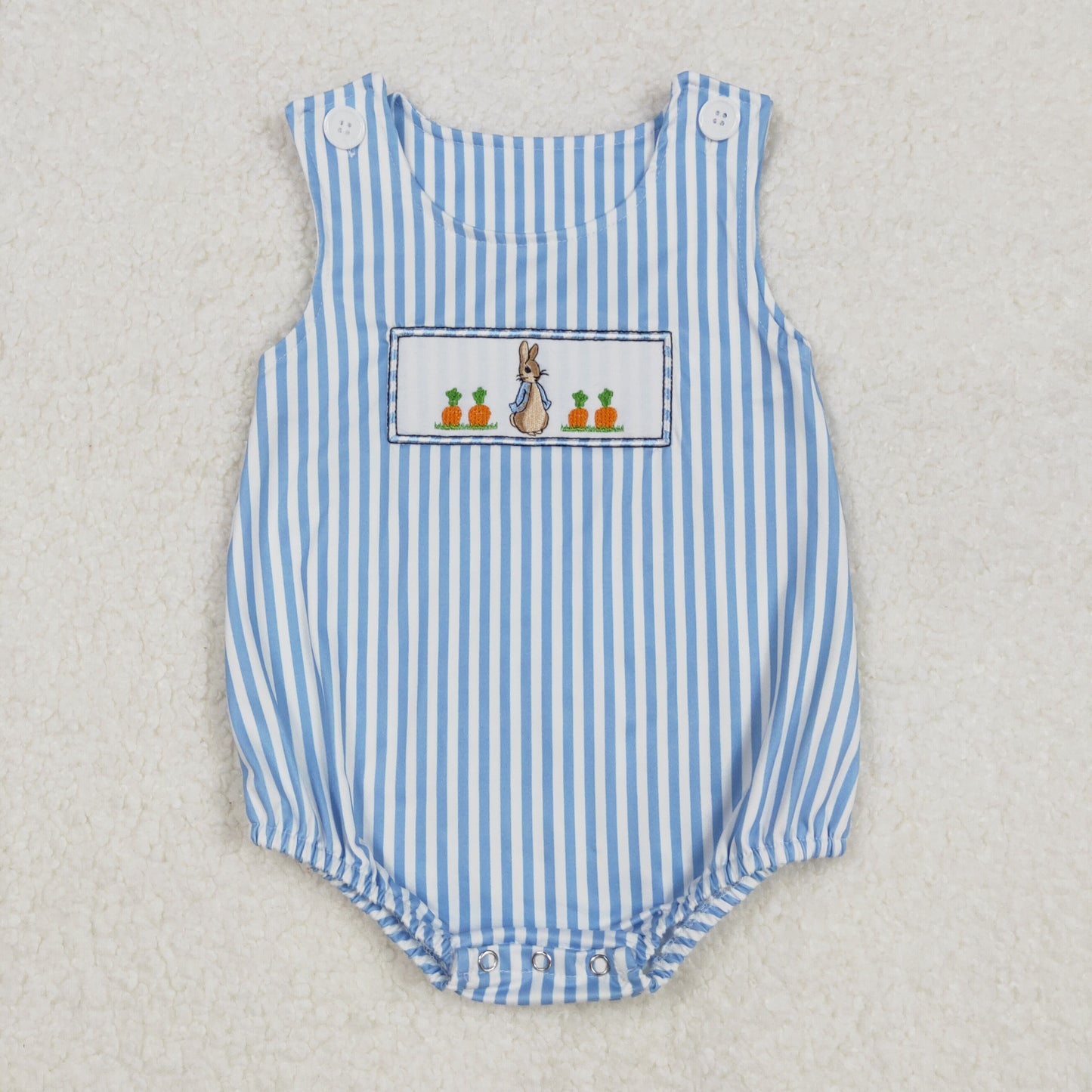 carrot bunny blue stripes embroidery bubble