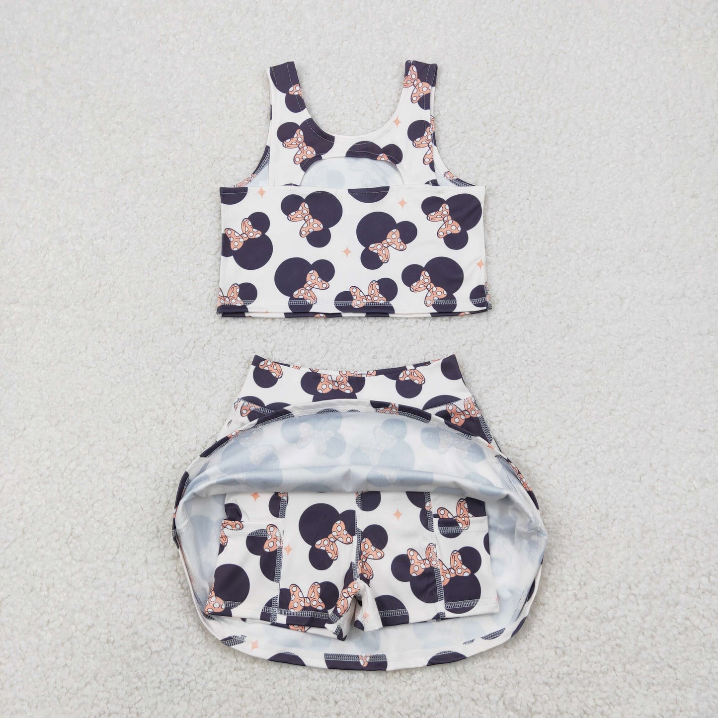 cartoon mouse two pieces athletic skort dress set
