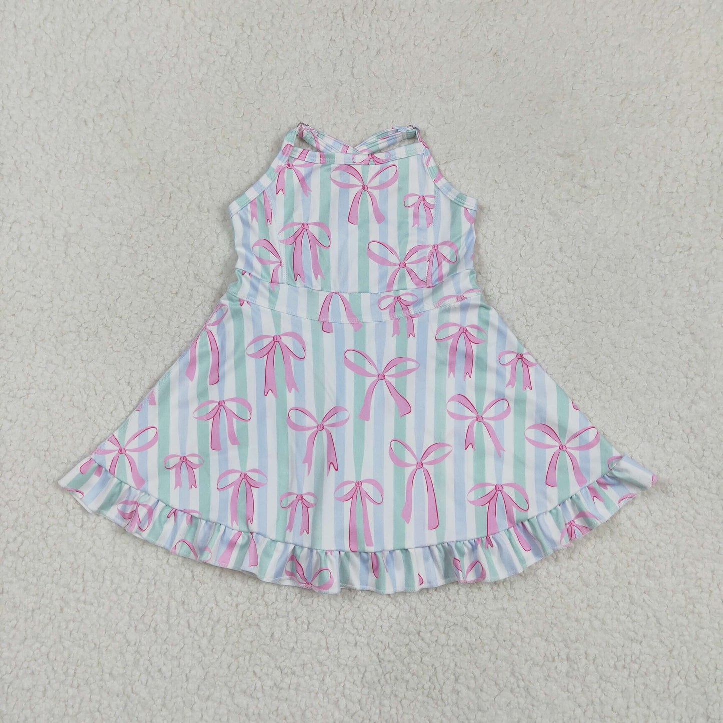stripes pink bow athletic dress
