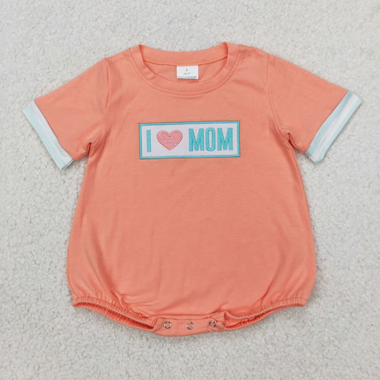 i love mom embroidery romper boy