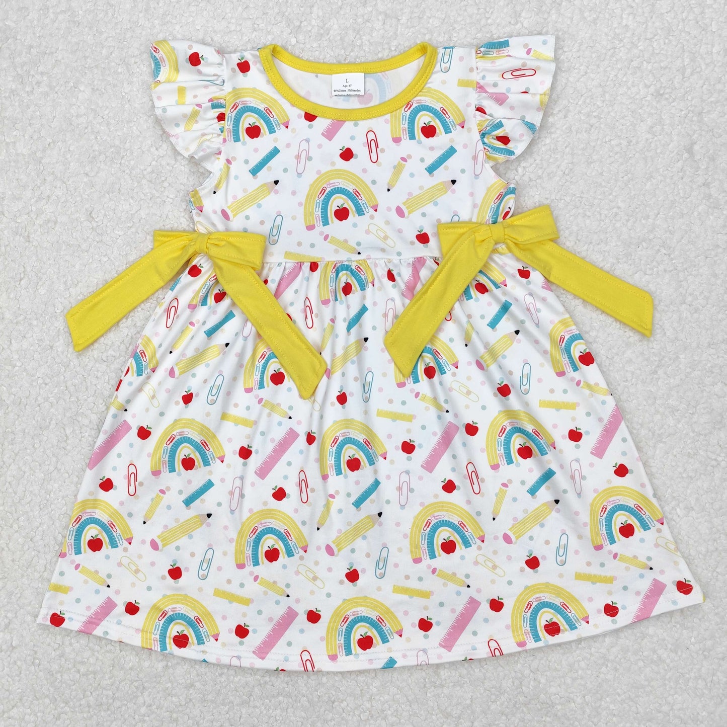 rainbow pencil print girl back to school dress