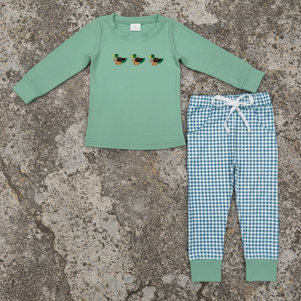 duck embroidered jogger set boys outfit