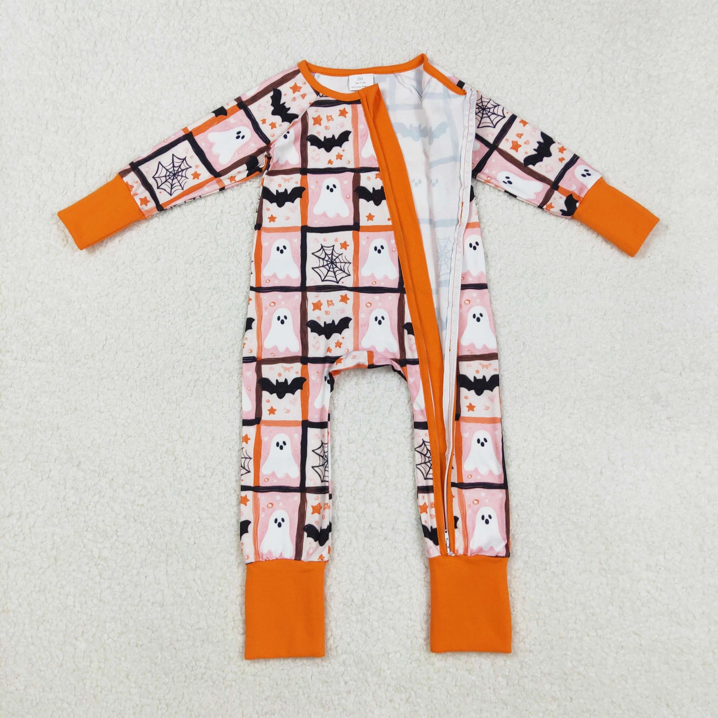 ghost bat spiderwebs Halloween spooky zip sleeper pajama