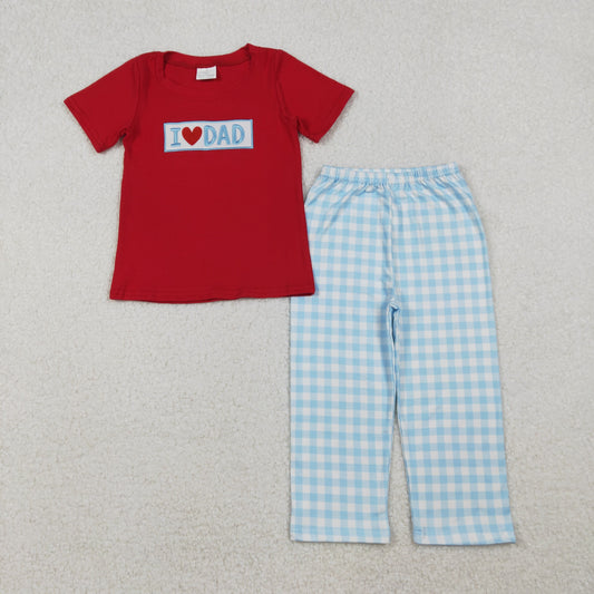 i love dad embroidery valentine boys pants set outfit