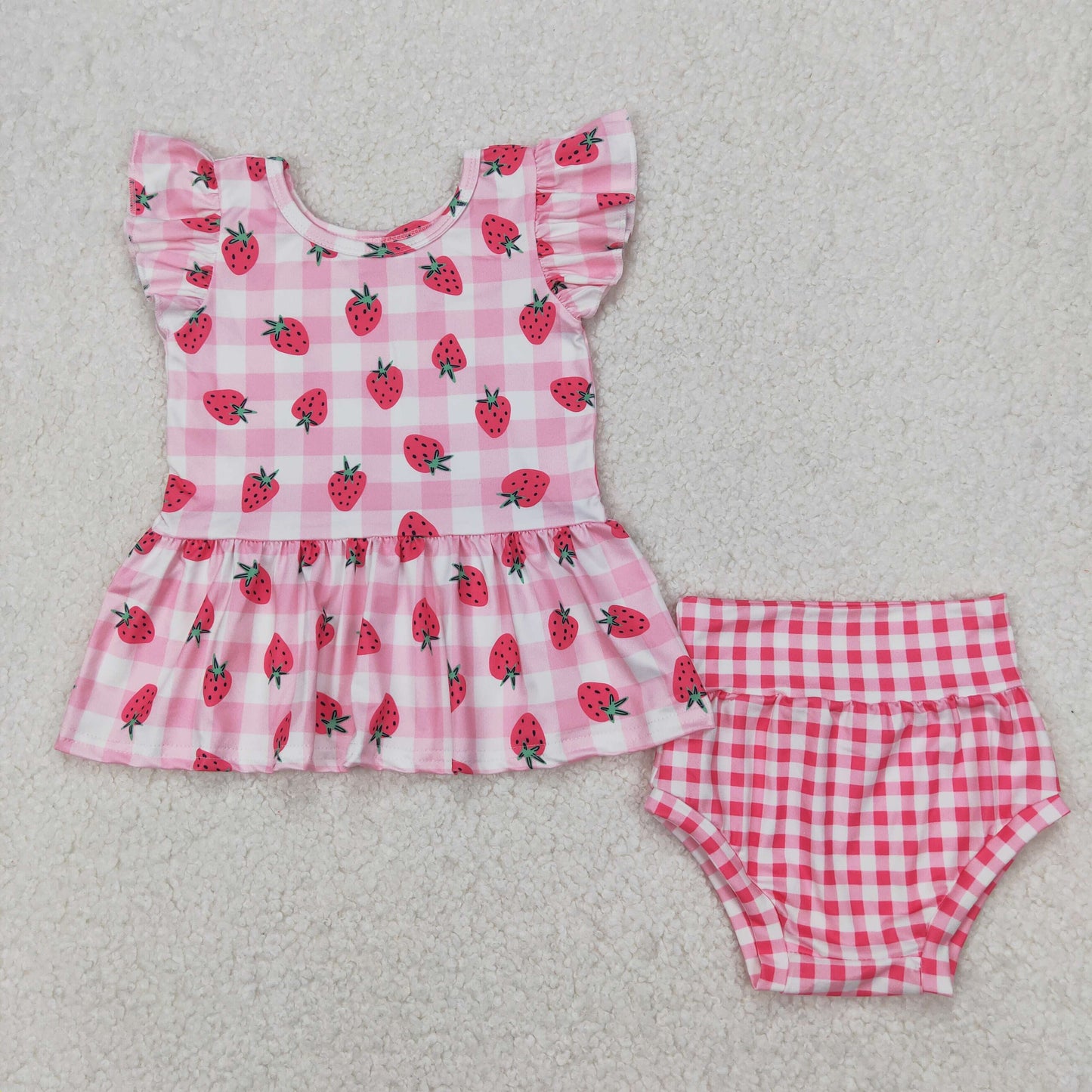 pink strawberry bummie set