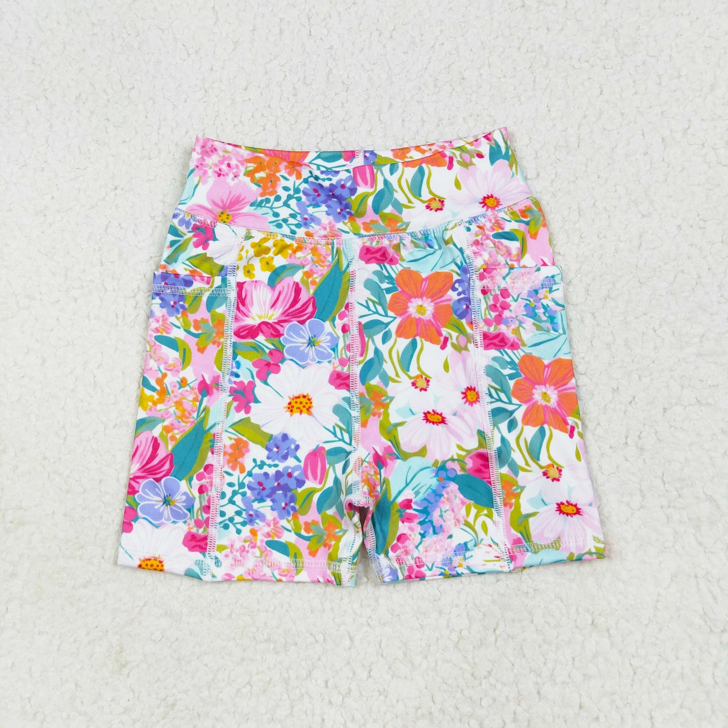 colorful flower active bike shorts