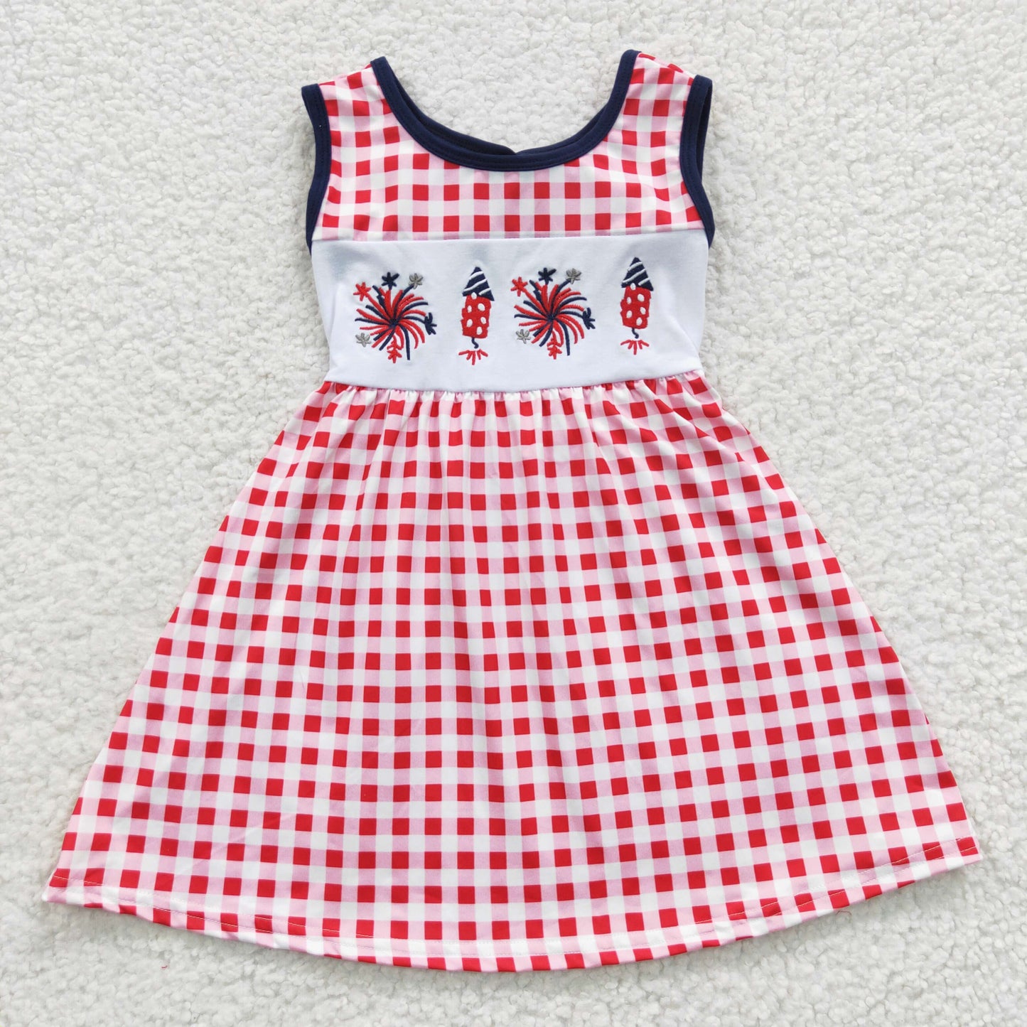 4th of July sleeveless embroidery dress