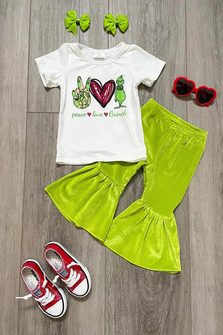 Grinch Shirt Green Velvert Bells Outfit
