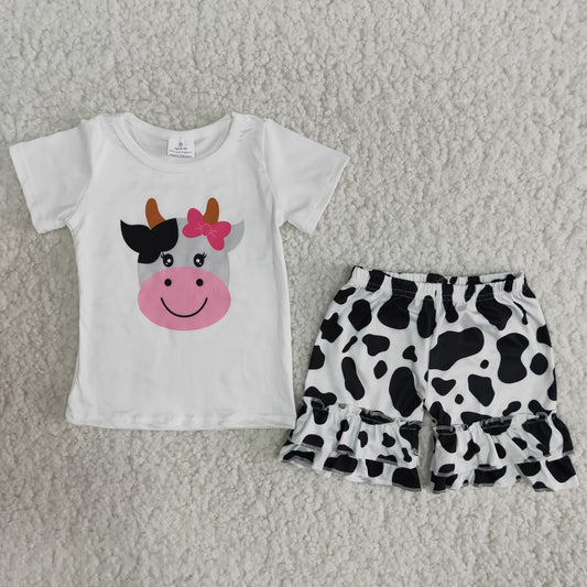 cute cow shorts set