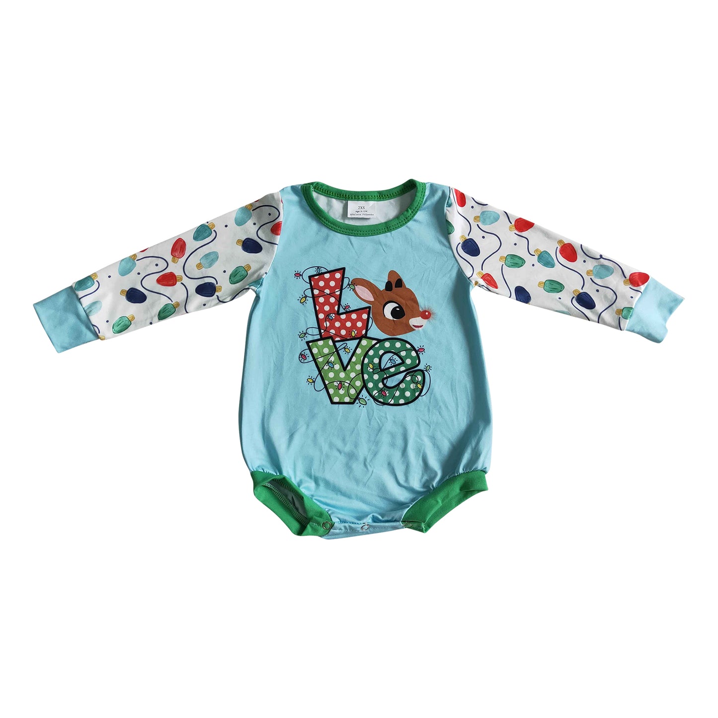 Christmas light reindeer romper infant clothes LR0156