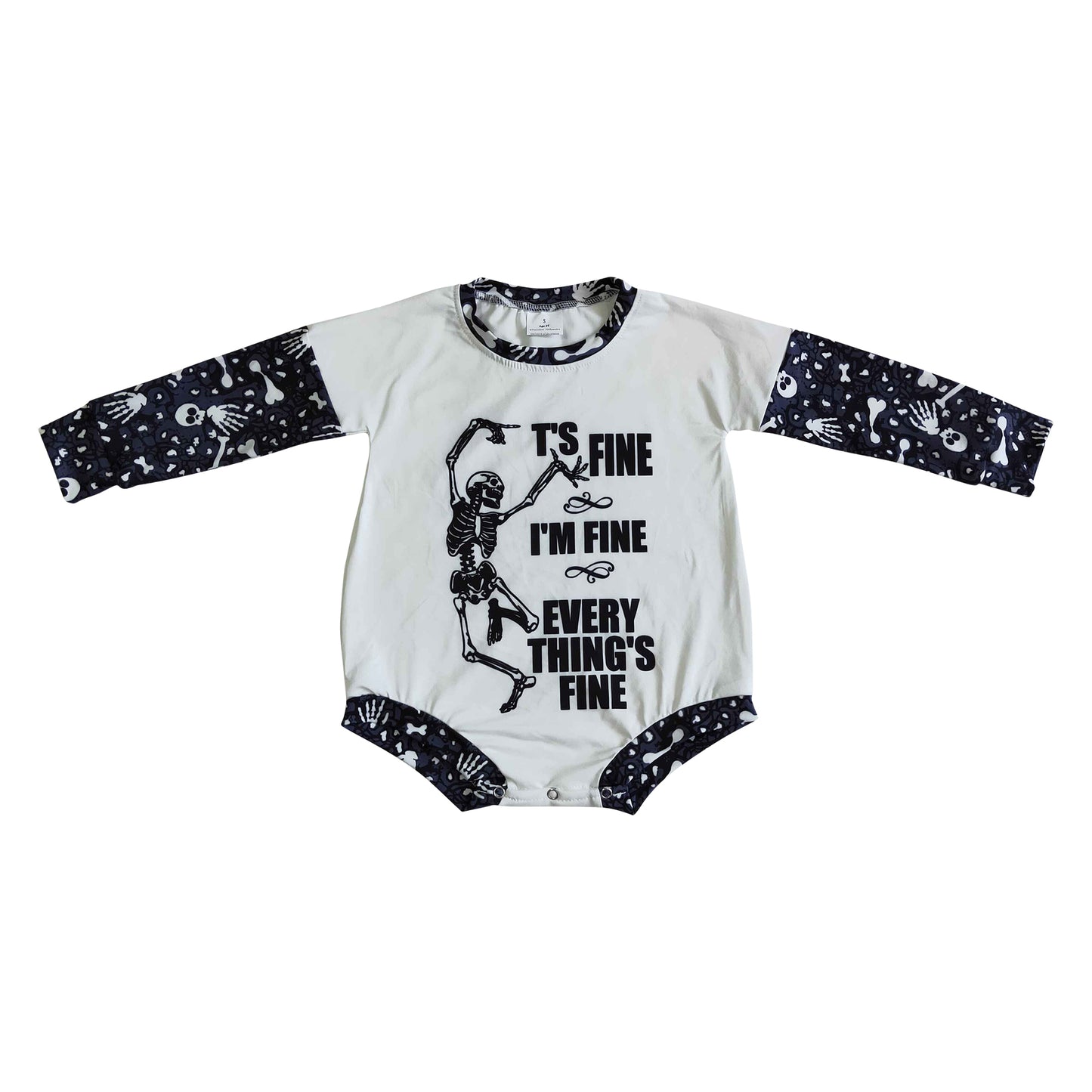 halloween bone print baby romper everything is fine