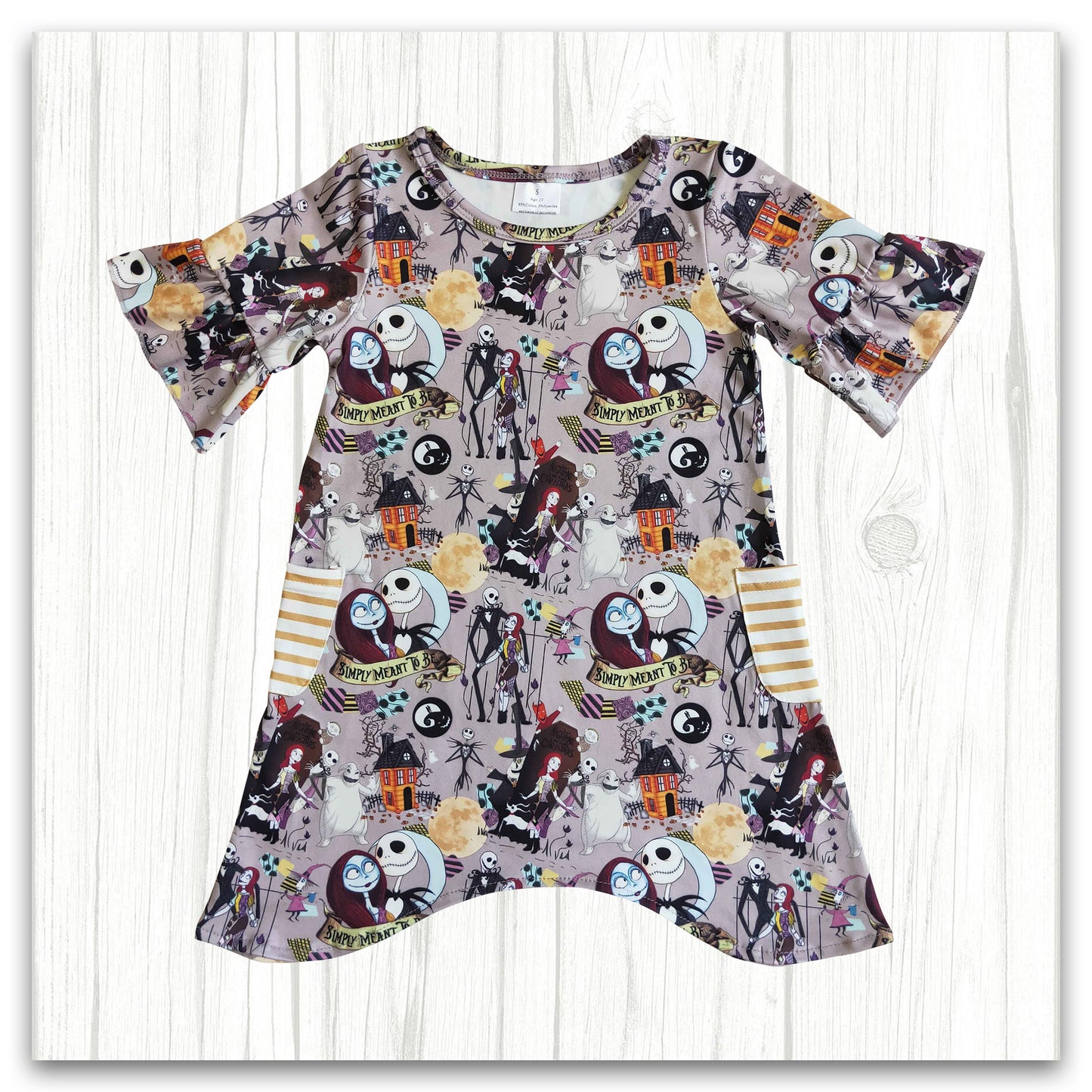 baby girl's short sleeve nightmare dress with pocket