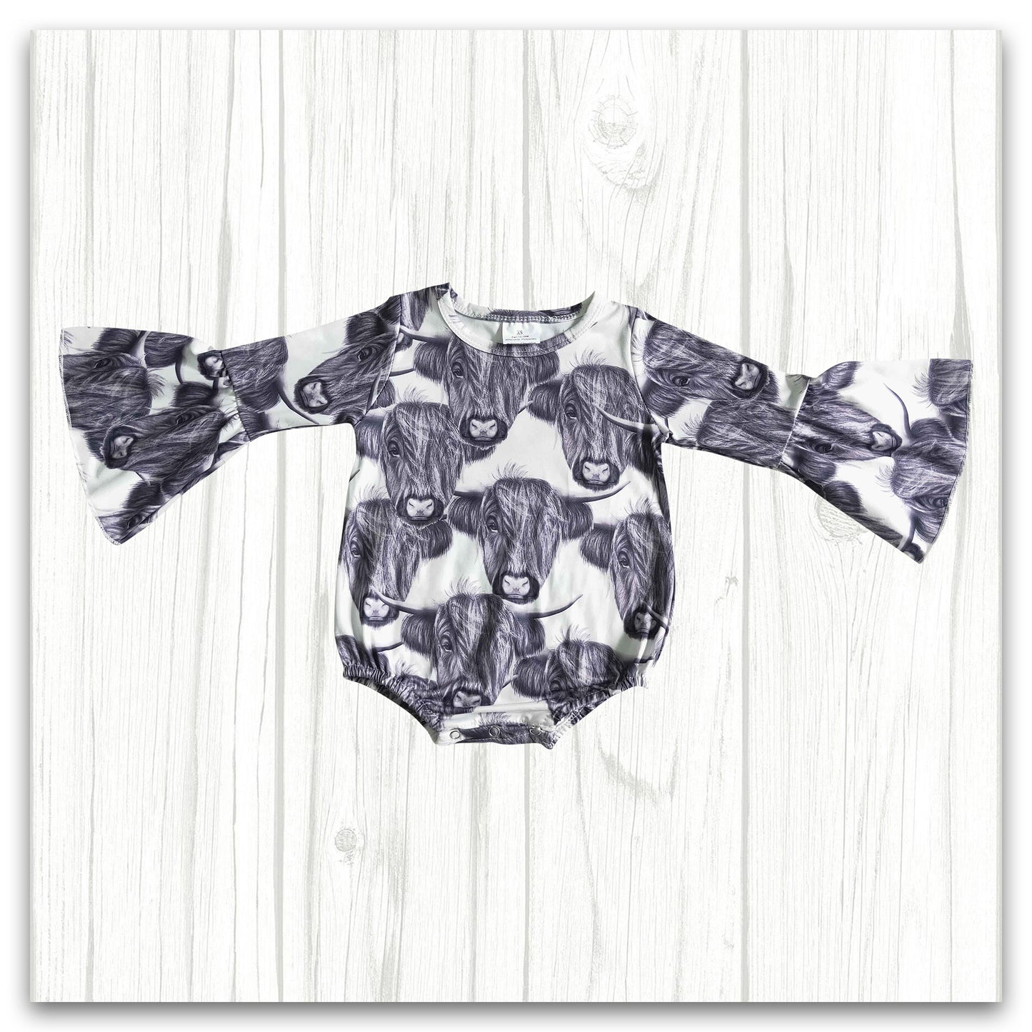 highland cow print girl romper LR0017