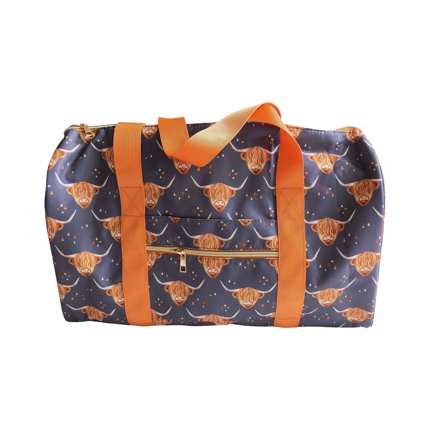 blue highland cow duffel & gym bags for children
