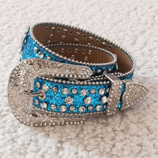 good quality blue and white diamond belt