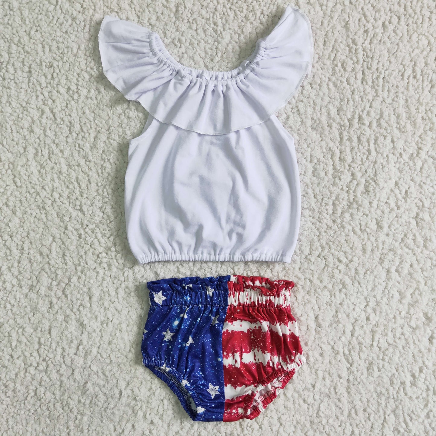 red white blue stars and stripe infant bummie set
